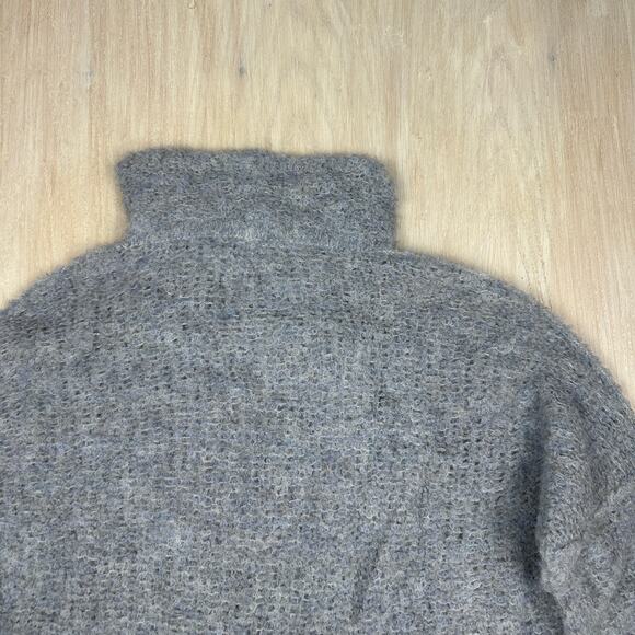 Free People Gray Turtleneck Alpaca Academia Fuzzy Pullover Knit Sweater Small - Picture 15 of 16